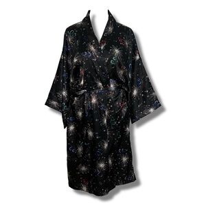 Vintage Satin Fireworks Print Robe